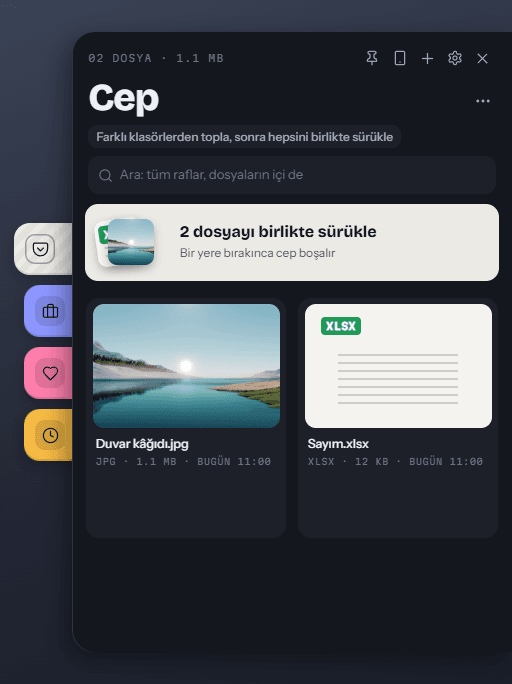 The Pocket with files to drag out together